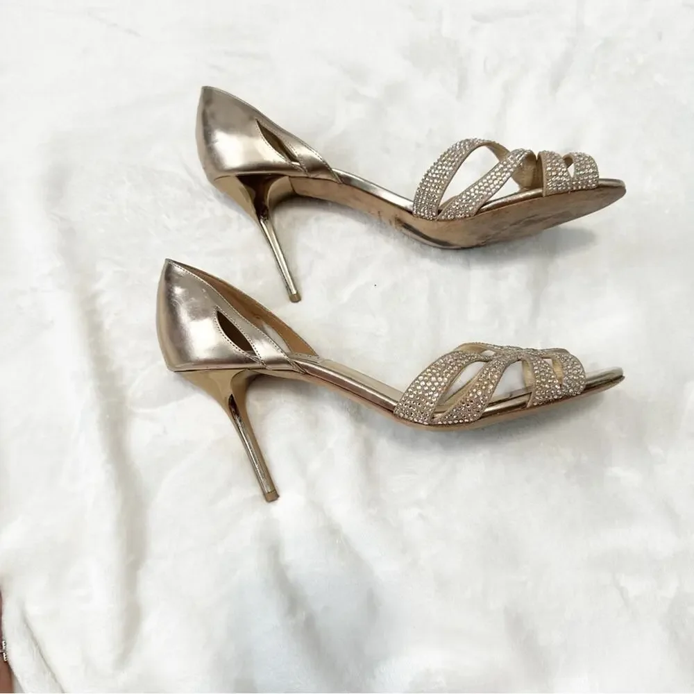 Jimmy Choo Metallic Strappy Heels rhinestone gold size EU 41 designer